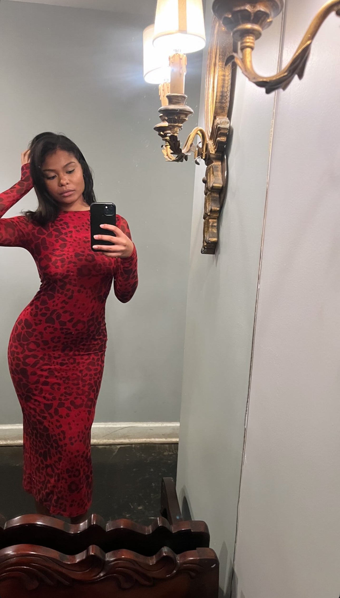 Mesh Dress/Red Leopard